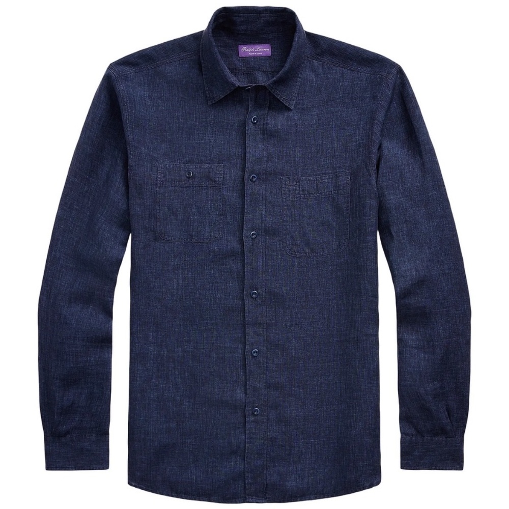 RALPH LAUREN PURPLE LABEL Langley Linen Sport Shirt $595 size L(50)